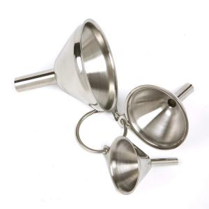 China Set of 3 Hot Selling Wide Mouth Twinkling Oil Wine Food Stainless Steel Funnel Hopper on sale