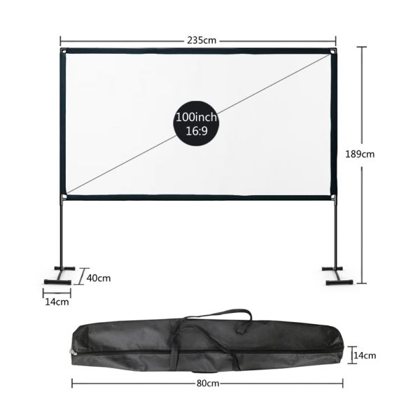 100 120 Inch Outdoor Portable Projector Screen Waterproof Fast Fold Projector Screen
