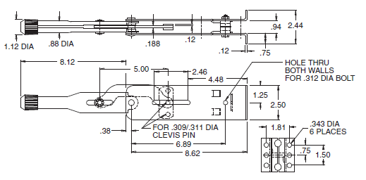 Over Center Locking Hand Control Lever Corrosion Resistant For Industrial Equipment