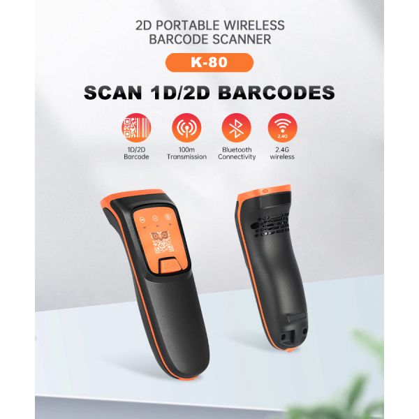 Bluetooth Portable Wireless Barcode Scanner Handheld 1D 2D Qr Bar Code Reader