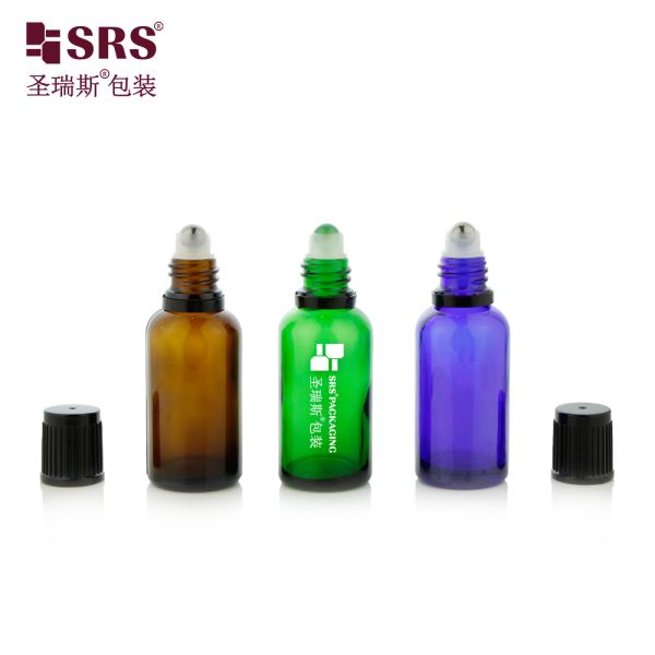10ml Mini Empty Round Amber Glass Bottle With Steel Ball Child Proof Cap For Essential Oil