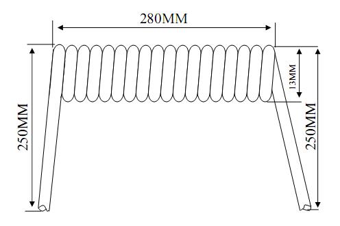 30V PUR Curly Cable UL20563 26AWG 1Pair OD3.8mm VW-1 Glossy Black L=280mm
