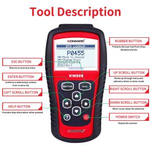 Wholesale Universal 16-pin OBDII Car Diagnostic Code Scanner Konnwei KW808 with 7 Languages from china suppliers
