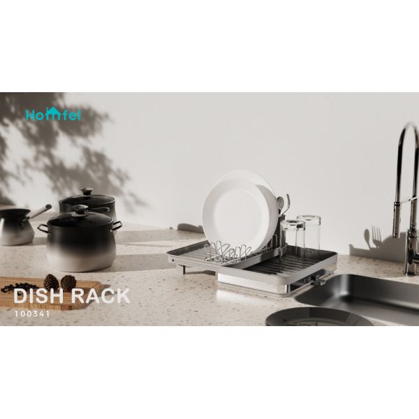 Space Saving Steel Kitchen Dish Rack For Kitchen Organization And Storage