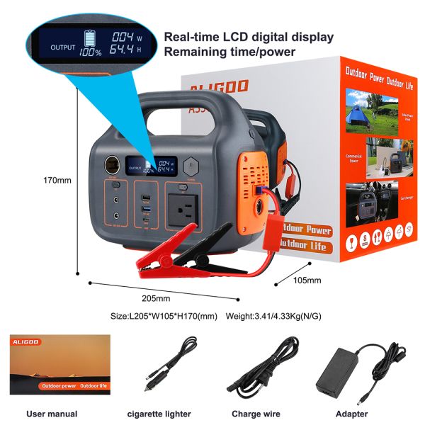 Portable energy storage output 110V AC lithium ion battery 300W renewable energy home power station
