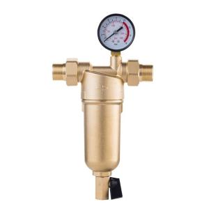 Wholesale Automatic Water Purifier,Pre-Filter 40micron Stainless Steel Mesh Copper Cover Whole House Pre-Filter With Gauge from china suppliers