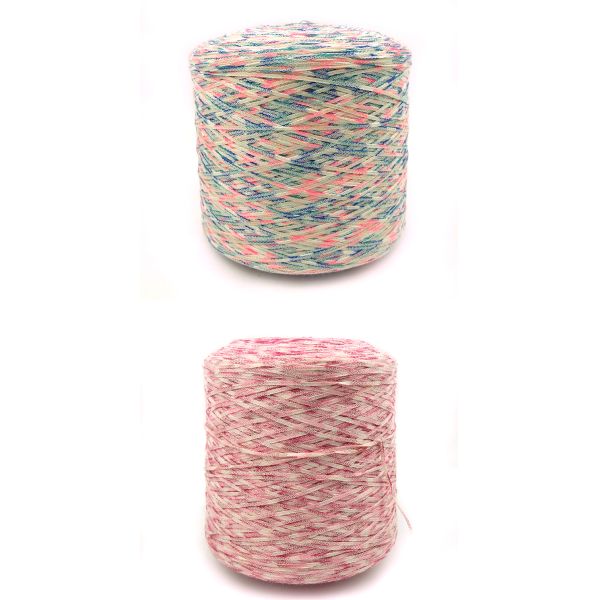 Colorful Ribbon Polyester Cotton Tape Yarn For Hand Knitting