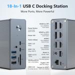 18 in 1 USB-C Docking Station High Resolution Up to 4K with Display Link Extend