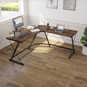 Reversible Corner L Shaped Computer Desk Brown For Home Office