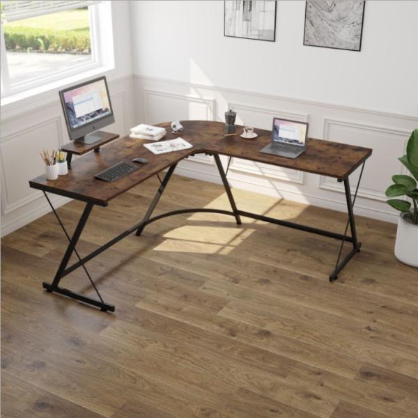 Quality Reversible Corner L Shaped Computer Desk Brown For Home Office for sale
