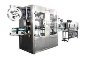 2 Heads Shrink Sleeve Bottle Labeling Machine With Steam Generator Shrink Tunnel