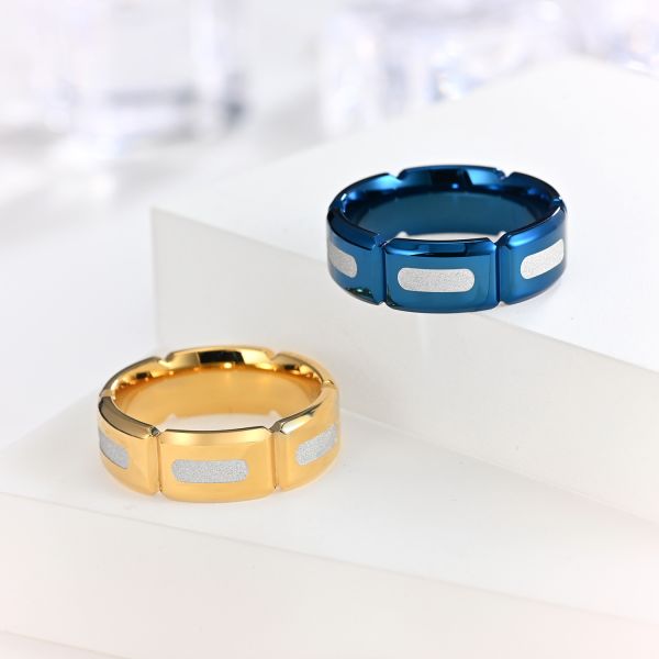 8mm Men's Stainless Steel Wedding Band Relieving Anxiety Polished Inner Finish Ring