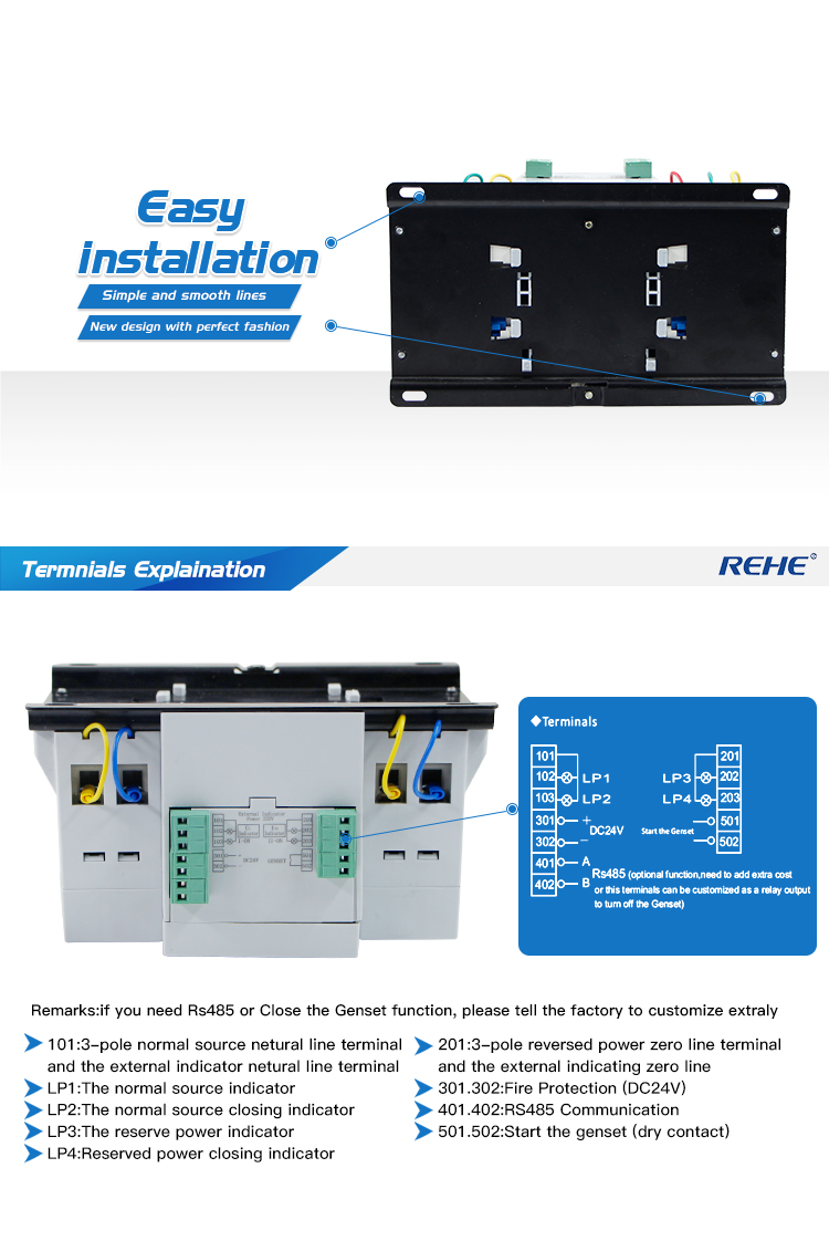 CN-ATSQ1Z Series 63A/2P Integrativer Automatically Dual Power Automatic Transfer Switch With Display LED Screen for Generator