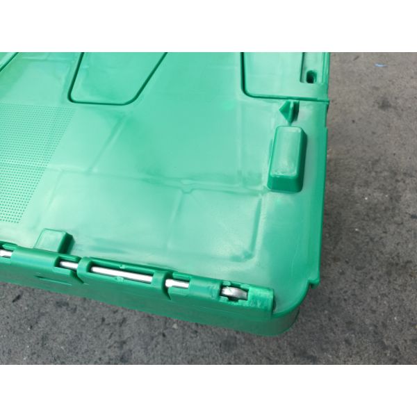 Recycled Green Plastic Storage Boxes With Lids Hinged , Attached Lids Container 500 X 330 X 236mm