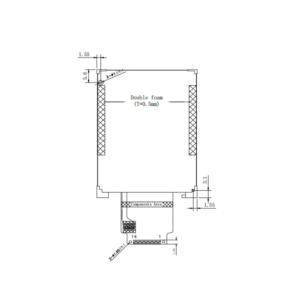 4 Lines 8bit SPI 2.2 Inch Thin Panel TFT LCD Module TN Transmissive Mode