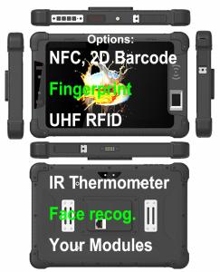 China MT6761 NFC RJ45 Lan Port 8 Inch Rugged Tablet Computer RS232 Barcode Scanner Face Recognition UHF RFID on sale