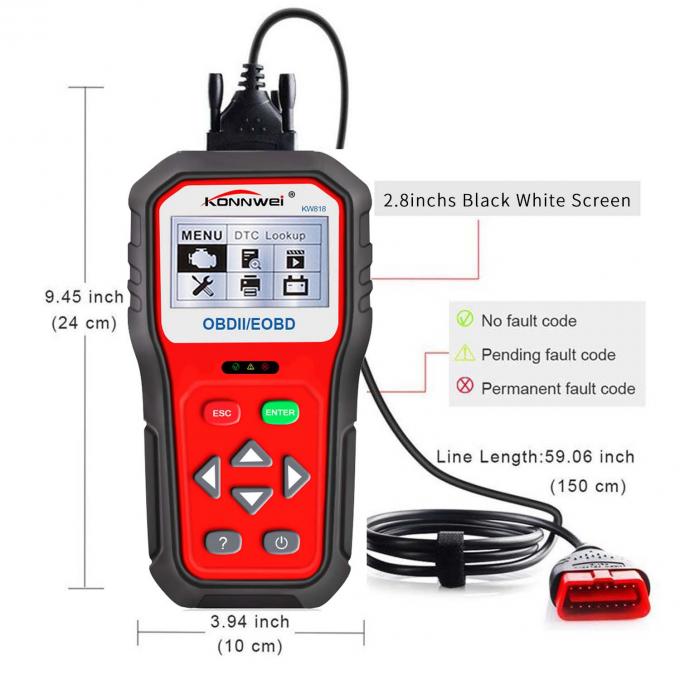 Konnwei KW818 Car Engine Fault Diagnostic Scanner Code Reader Exhaust Gas Sensor