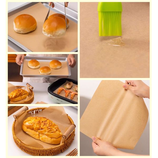 Brown White 40g Non Stick Baking Paper Silicone Oven Baking Liner Paper