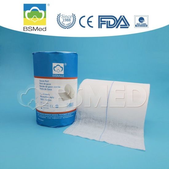 Bleached Gauze Roller Bandage , 100% Raw Cotton Sterile Gauze Roll