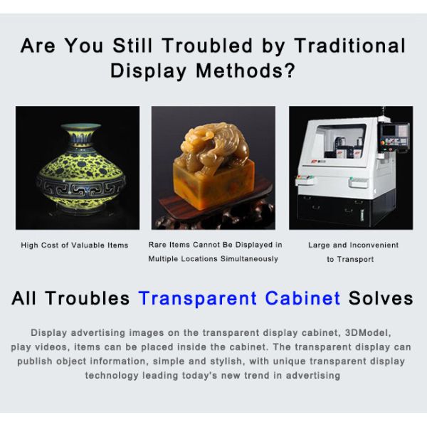 Ultra HD Transparent LCD Advertising 1920*1080 LCD Display Cabinet