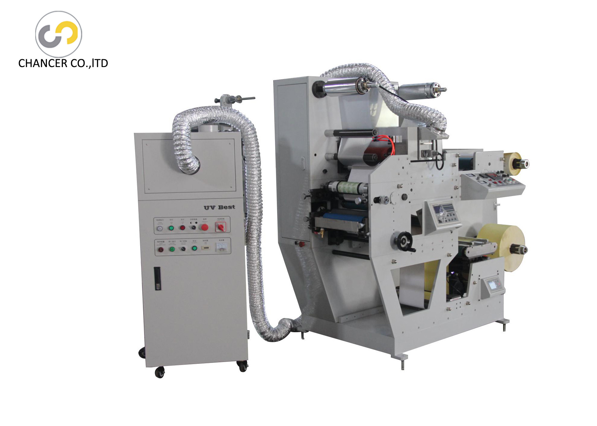 1 color UV adhesive label sticker flexo printing machine with cold stamp