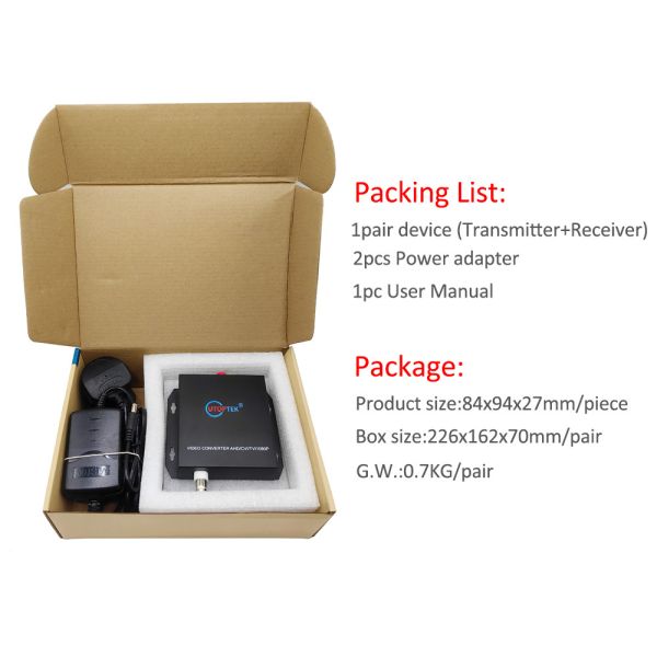 1ch 1080P BNC video,1ch Audio to Fiber FC/SC/ST 20km, HD-CVI/AHD/TVI 1080P Coaxial Video over Fiber Converter