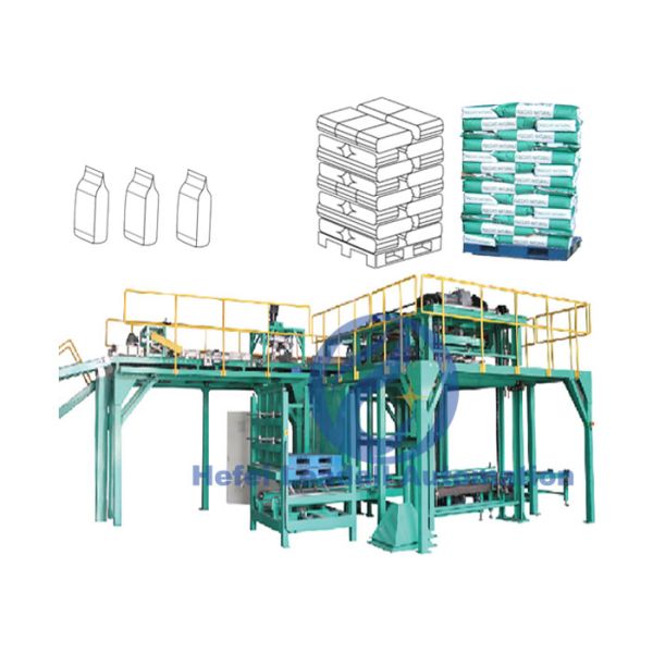 Unmanned Automatic Palletizing Machine For Sugar Feed Fertilizer Bags Working Smoothly