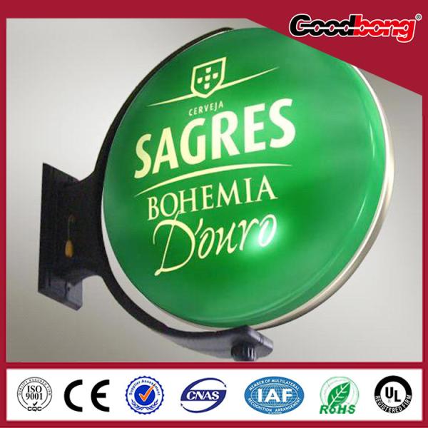 Quality Round store name LED illuminated rotating light box for sale