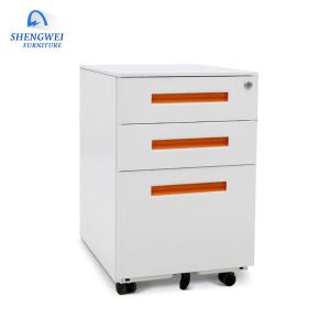 China Office Three Drawers Lockable Metal Filing Cabinet With 4 Casters on sale