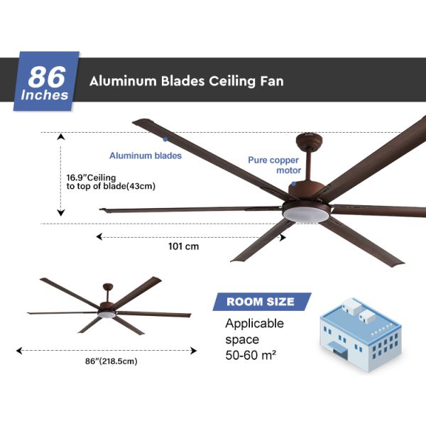 Metal Ceiling Fan With Aluminum Blade High Air Volume For Office