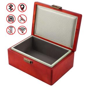 Classic Faraday Key Box , Birch Wood Box For Car Keys Block FOB Signal