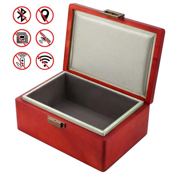 Quality Classic Faraday Key Box , Birch Wood Box For Car Keys Block FOB Signal for sale