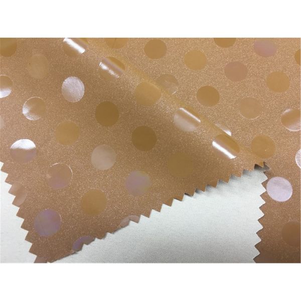 0.2mm For Wadded Coat Garment Leather Fabric Honey Color With Pu Coated And Shining Dot