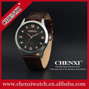 China L013AG Gold Watches Quartz Stainless Steel Case Pointer Analog Watch Black Wine Top Quality Genuine Leather Watches Man on sale