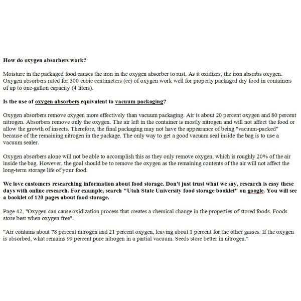 absorbentes de oxigeno para alimentos