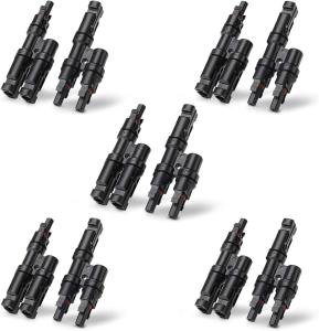 China Durable Plastic MC4 Y Branch Connector , FMM+MFF Solar Panel Cable Connector 5 Pairs on sale