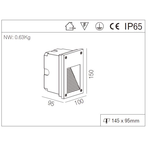 Led Stair Step Lighting IP65 3W Outdoor Wall Mounting 220~240v Aluminum Alloy