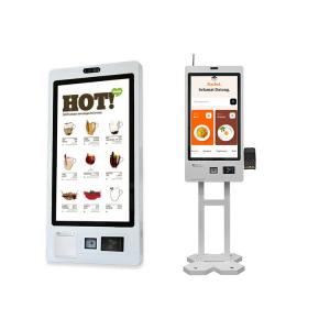 China 27 inch bill printing QR code scanner cafeteria ordering kiosk custom logo on sale