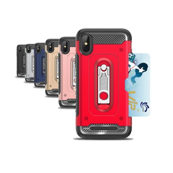 2 in 1 PC+TPU Color Red Black Kickstand Armor Case Back Cover For IphoneXS IphoneXR IphoneXS MAX Iphone8 Iphone8 Plus
