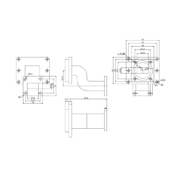 13.75 14.5GHz WR75 Curved Waveguide Straight Waveguide