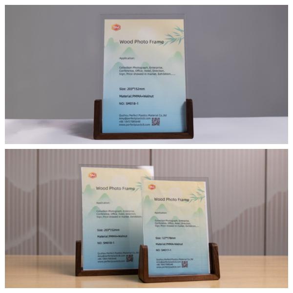 Quality Walnut Acrylic Photo Frame U Shape Solid Beech with Custom Logo for sale