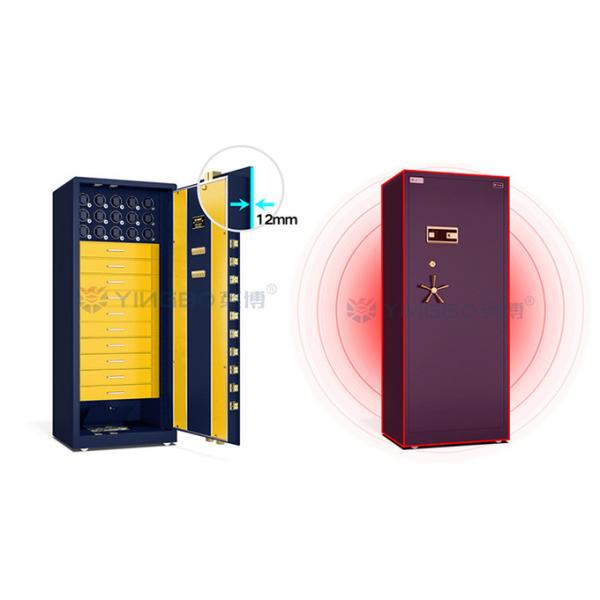 OEM Dual Alarm Jewelry Watch Winder Safe Box Solid Steel With 7 Open Ways