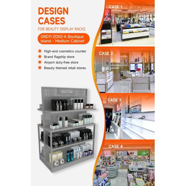 GDR11-ZD02-A Cosmetics Retail Display with LED Light Strips and T-Pillars and Power Tracks for Retail Stores