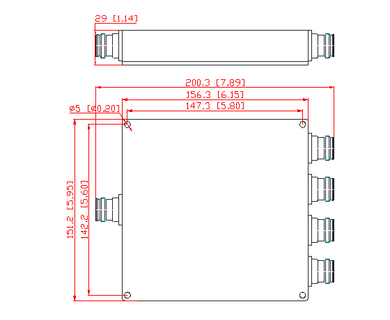 138-960MHz Din Female Low PIM 4 Way Power Divider