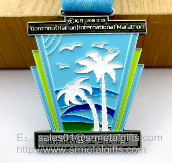 Metal Challenge Awards Medal with ribbon, custom enamel color filled challenge medals