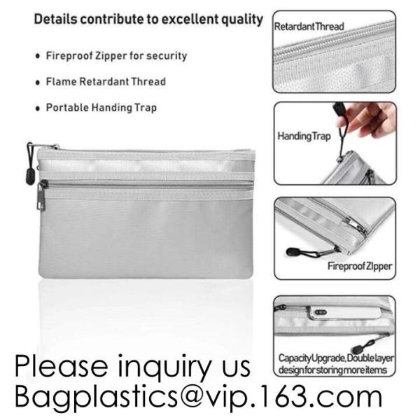 Silicone Coated Fireproof Bag A4 Fireproof Document Holder Case Fire Resistant Money Purse,Heavy Duty Safe Fireproof Bag