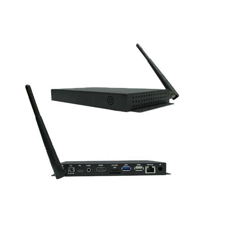 Black Metal Media Player Box 4K 60FPS EDP LVDS HD Ethernet Android Linux Operating System