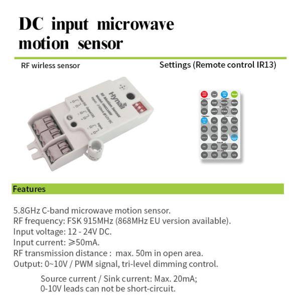 Two Channels Dimming RF 12v Microwave Sensor Wireless Grouping HNS116RF