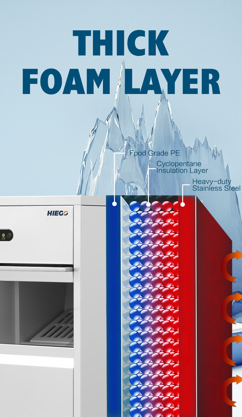 50kg Portable Nugget Ice Machine Commercial Automatic Bullet Ice Cube Maker
