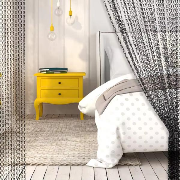 Close-up of decorative metal chain mesh texture